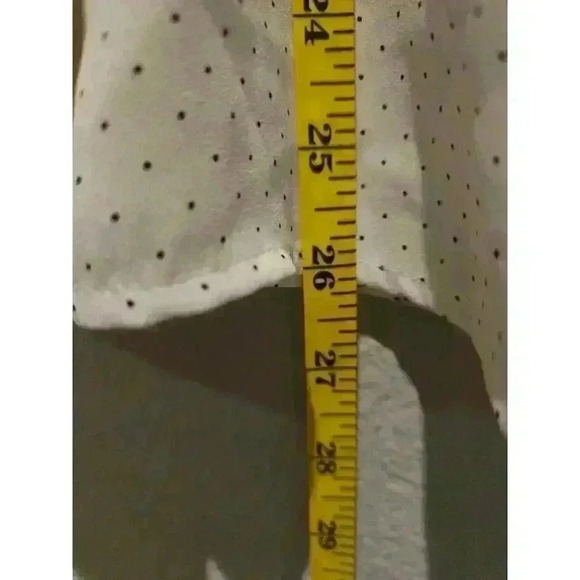 Ann Taylor Loft Women's M White Polka Dot Long Sleeve Blouse Crochet Trim - Picture 6 of 8